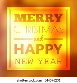 Christmas card with typography design and blur
