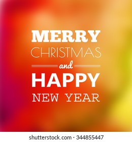 Christmas card with typography design and blur