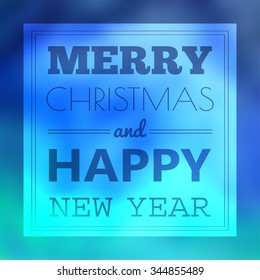 Christmas card with typography design and blur