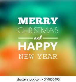 Christmas card with typography design and blur