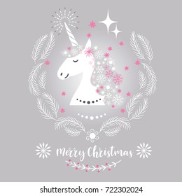 Christmas card with Unicorn