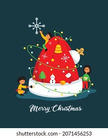 Christmas Card Unique Flat Cartoon Illustration