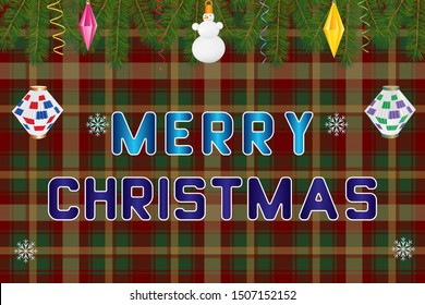 Christmas card using Canada tartan image. Imitation of tartan weaving 