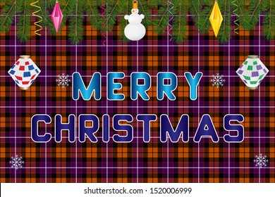 Christmas card using Dutch tartan image. Imitation of tartan weaving 
