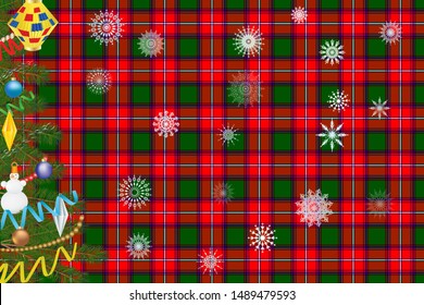Christmas card using Rattray clan tartan image. Imitation of tartan weaving 