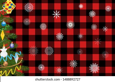 Christmas card using RobRoyMacGregor clan tartan image. Imitation of tartan weaving 