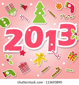 Christmas card with a variety of Christmas items