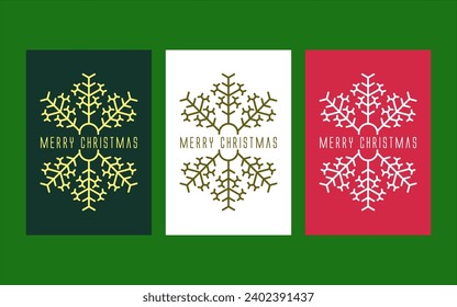 Christmas Card Vector Design Template. Set of Christmas Card Designs with Geometric Snowflake Illustration. Merry Christmas Greeting Card Concepts