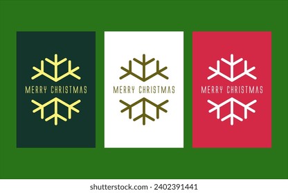 Weihnachtskarte Vectordesign Template. Set von Weihnachtskarten Designs mit geometrischer Schneeflocke Illustration. Frohe Weihnachts-Grußkartenkonzepte