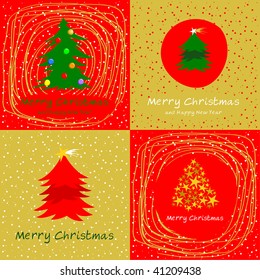 Christmas card vector in four variants