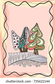 Christmas card. Vector hand drawn artwork.