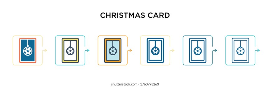 Christmas card vector icon in 6 different modern styles. Black, two colored christmas card icons designed in filled, outline, line and stroke style. Vector illustration can be used for web, mobile,