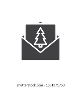 Christmas card vector icon. filled flat sign for mobile concept and web design. New Year invitation card glyph icon. Symbol, logo illustration. Vector graphics