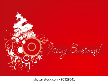 Christmas card. Vector illustration of christmas card with stylized fir tree and grunge elements
