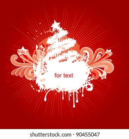 Christmas card. Vector illustration of christmas card with stylized fir tree and grunge elements