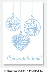  Christmas card. Vector illustration. Template for Greeting Scrapbooking, Congratulations, Invitations.
