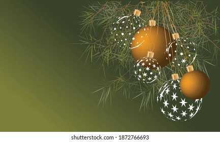 Christmas card. Vector card of Christmas tree decorations. Great for greeting cards, flyers, banners, posters