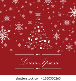 Christmas card. Vector christmas tree made from various shapes with shadows