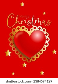 Christmas card  vertical with star in flat and 3d style 2024 new year on red   background party empty template for text Event banner for celebration 