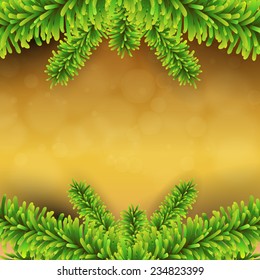 Christmas card. Winter background with spruce twigs. Vector illustration.