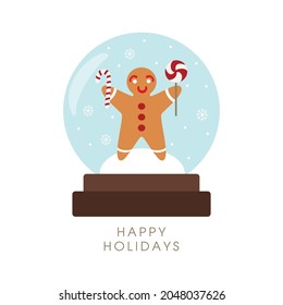 Christmas card with winter elements and an inscription. Vector illustration.
