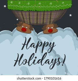 Tarjeta de Navidad. El paisaje invernal. Ilustración vectorial. afiche de año nuevo. Felices Fiestas