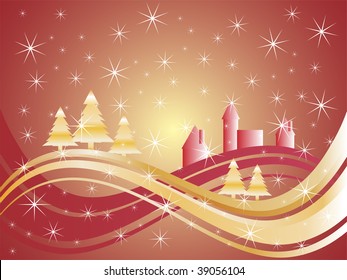 christmas card - winter scene - vector