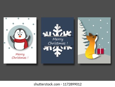 Christmas card or winter season background set vector illustration template