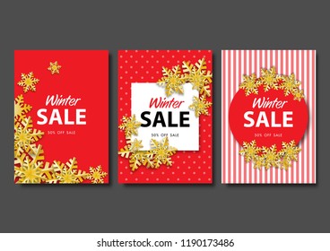 Christmas card or winter season background set vector illustration template