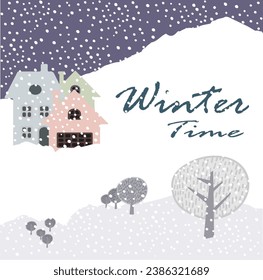 Diseño gráfico de copos de nieve en invierno de tarjetas de Navidad.
