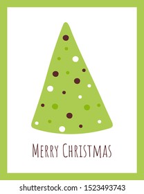 Christmas card with winter tree. Poster with Merry Christmas design simple concept. Vector Illustration