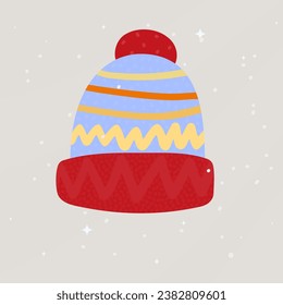 Christmas card with winter wool hat