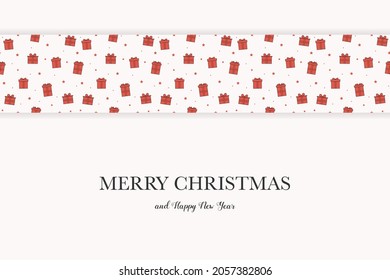 Christmas card with wishes on background with Xmas gifts. Vector