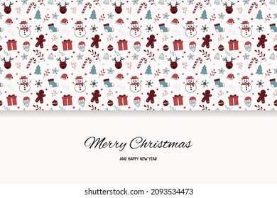 Christmas card with wishes. Xmas concept with ornaments. Vector