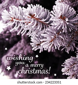 Christmas Card with "wishing you a merry christmas!" Text and Snowy Traced Background