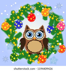Christmas card with wreath