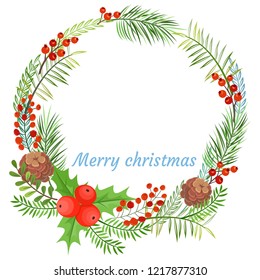 Christmas card wreath vector design.