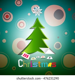 Christmas Card. Xmas Vector with Tree.