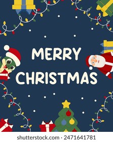 Christmas Card. The Year of the snake. Merry Christmas. Vector flat design
