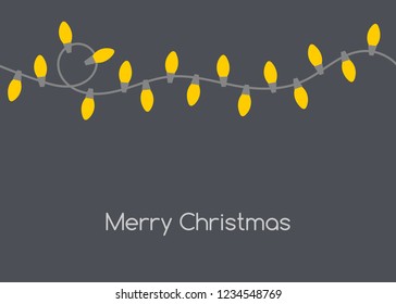 Christmas card with yellow lights shining in the dark. Vector illustration backgrgound.