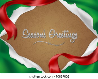 Christmas card/background with torn giftwrap