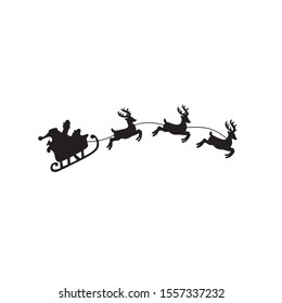 Christmas card.black Santa Claus in a sleigh and a reindeer sleigh.vector illustration