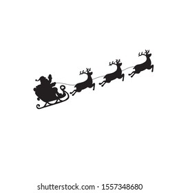 Christmas card.black Santa Claus in a sleigh and a reindeer sleigh.vector illustration