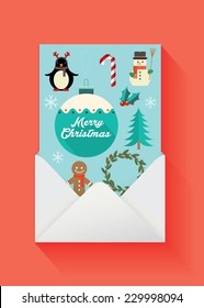 christmas card/greetings/envelope template vector/illustration