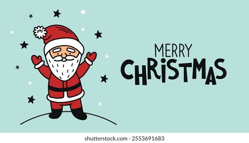 Christmas card.Hand-drawn doodle style illustration with lettering. Banner, poster, flyer for social media. Vector illustration