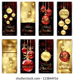 Christmas cards with baubles, illustration.