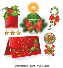 Christmas cards candle and sweets