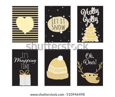 christmas cards collection trendy black gold stock vector royalty trendy christmas cards
