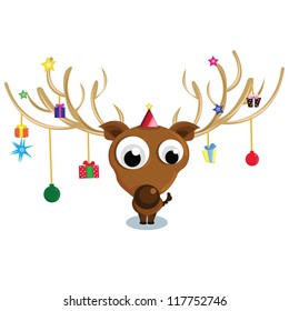 Christmas cards with cute deer. vector illustration.