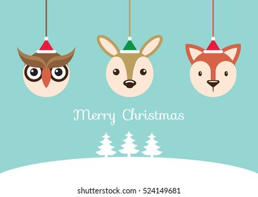 Christmas cards minimal style. Vector illustration.